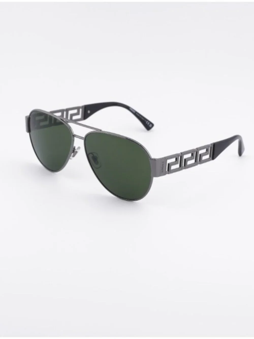 Versace VE2289 100071 Sunglasses Gunmetal Aviator Frame, Dark Green Lenses